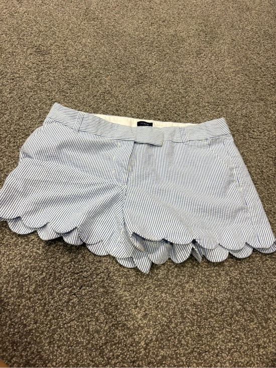 J. Crew Pants - J. Crew Blue White Pinstripe Scalloped Shorts 12